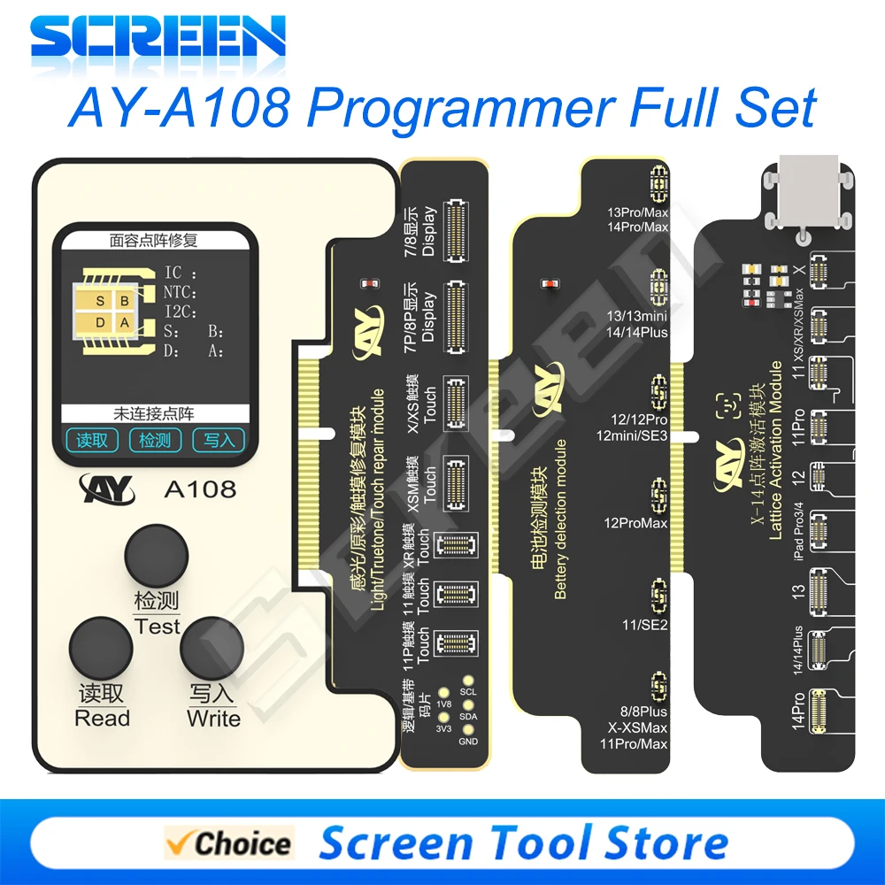 AY A108 BOX Programmer Screen True Tone Earpiece Rear Camera LiDAR Battery Repair Programmer Board Tools for iPhone X-15 Pro Max