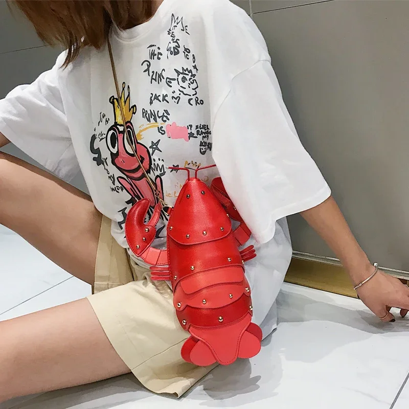 لطيف موضة جراد البحر نمط Crossbody حقيبة صغيرة بولي Leather جلد الفتاة سلسلة المحافظ وحقائب اليد المرأة حقيبة كتف حقيبة صغيرة 2025
