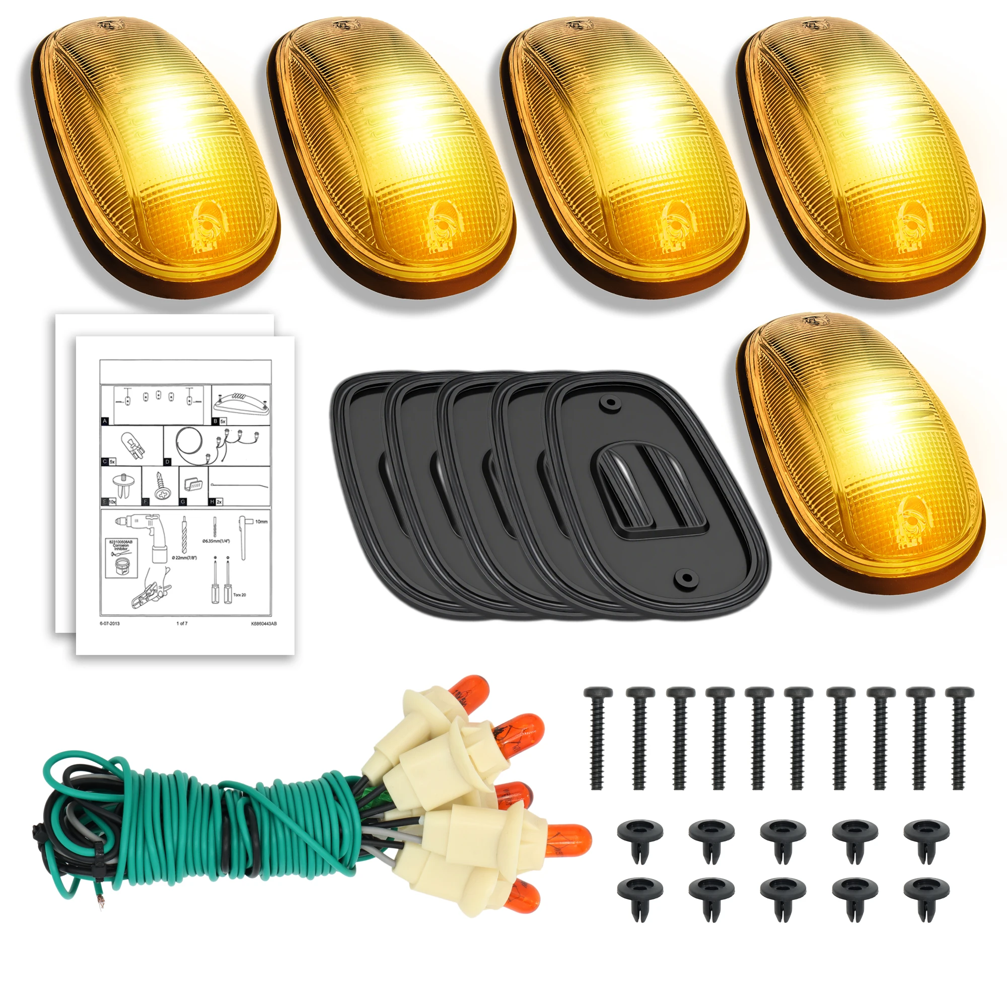 

82211190AB LED Cab Dome Light for Dodge Ram 1500 2500 3500 2003-2018 White Cab Amber Light Truck Clear Lens Roof Running Light