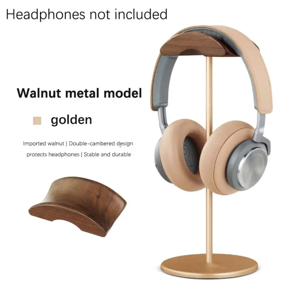 Walnut Wood Headphone Holder Aluminum Alloy Solid Metal Base Gaming Headset Holder High Quality Table Desk Display