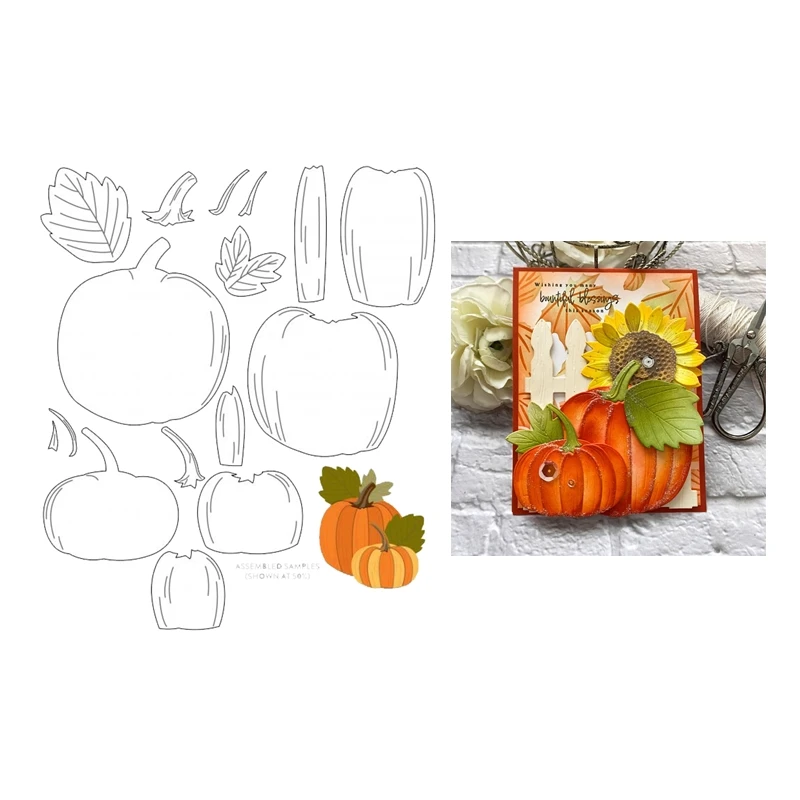 

2022 New Arrival Into the Blooms Pumpkins Autumn Metal Cutting Dies Scrapbooking for Paper Making Frames Card Craft no Stamp