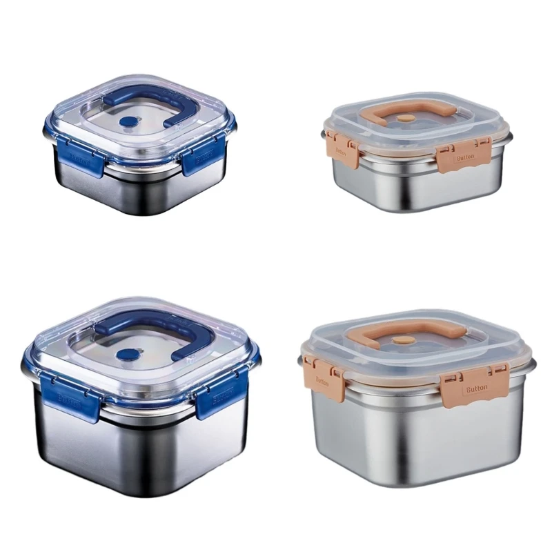 M17D Spacious Stainless Steel Storage Container Multipurpose Household Lunch Box Handheld Crisper with See Through Lid