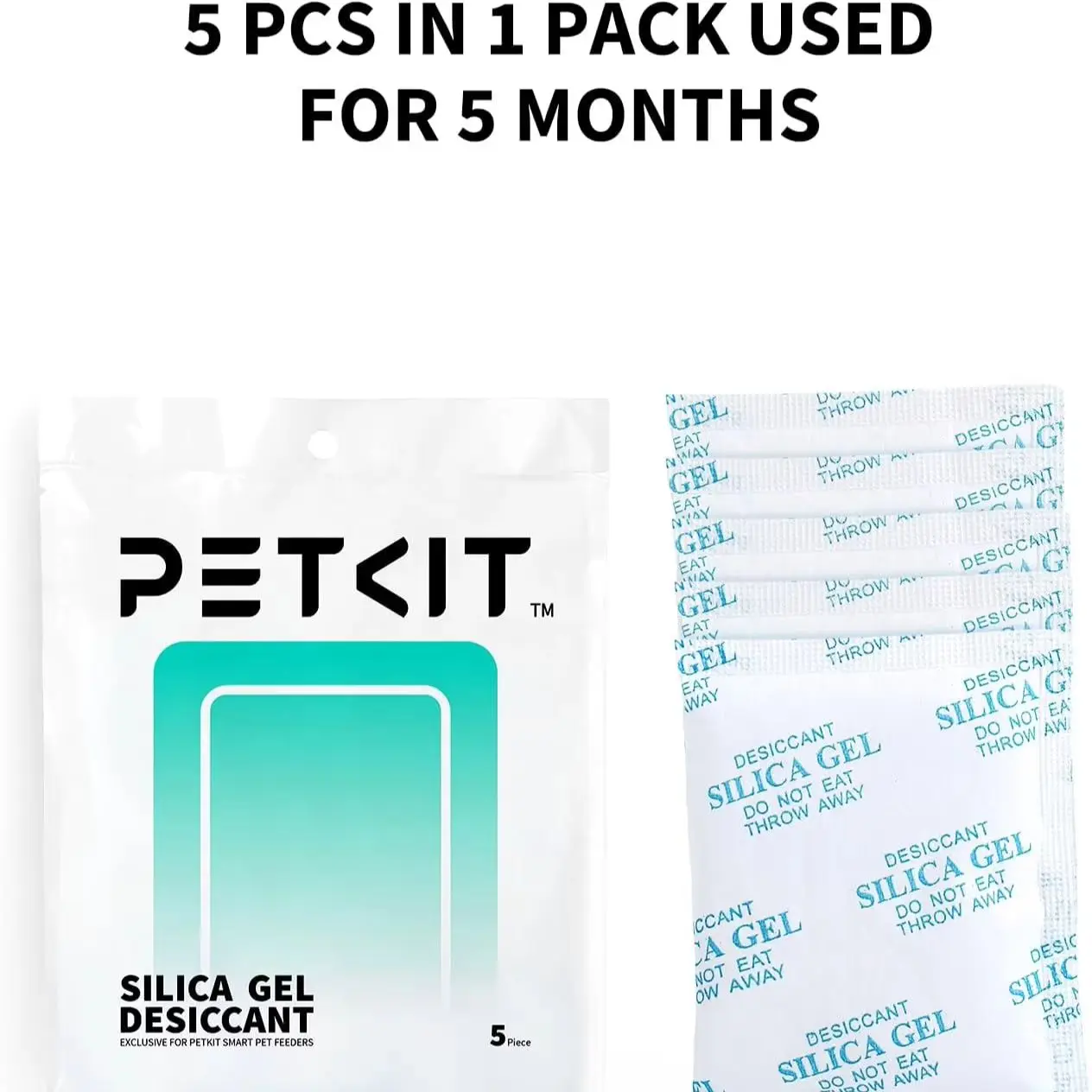 PETKIT Replaced Desiccant Bags for All Automatic Cat Dog Feeders -5 Packs, Pet Feeder Replaced Desiccant, Fresh Keeping