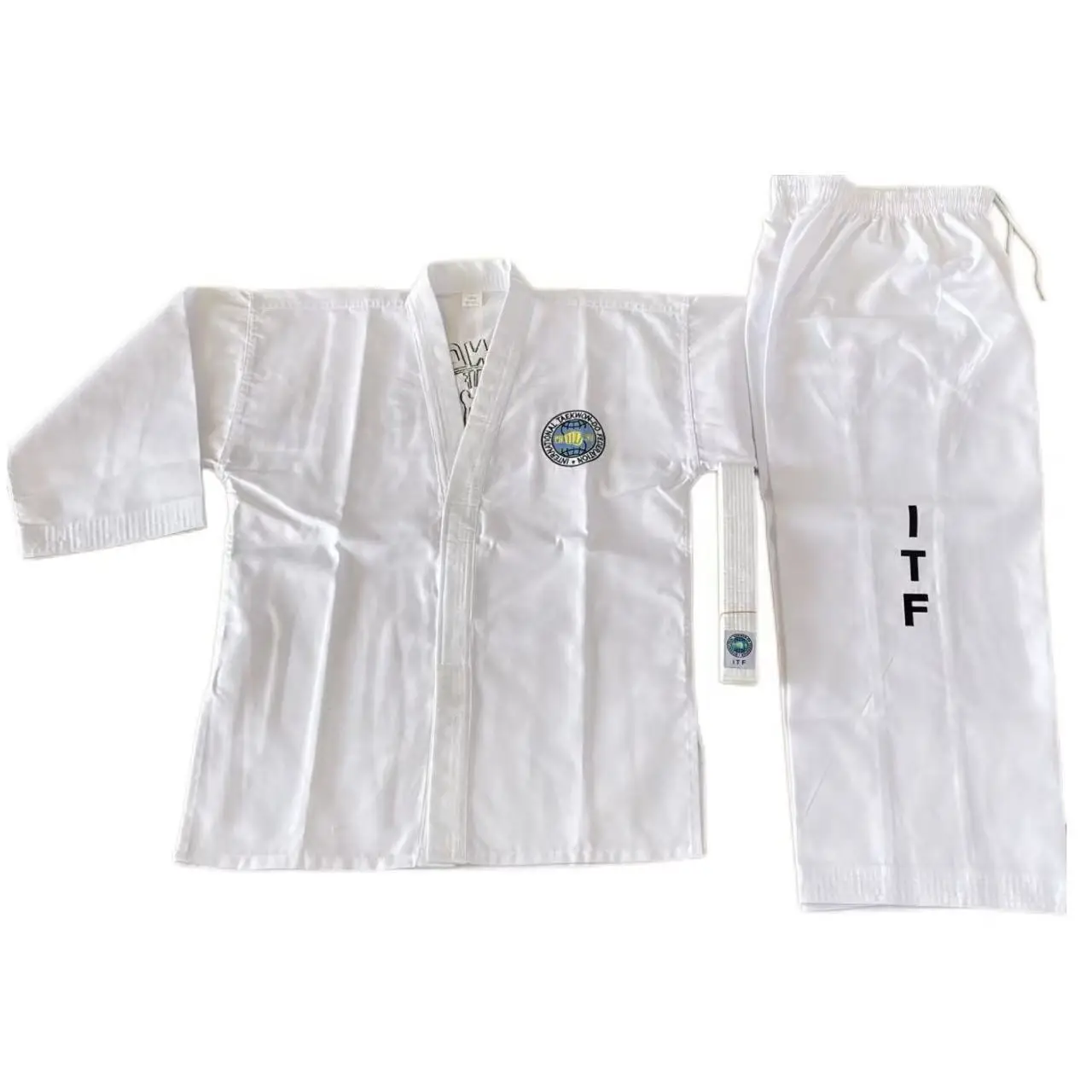 

ITF Taekwondo Uniform Striped Cotton Fabric Breathable Long Sleeve Form-Fitting Kids Adult Man Woman Great Training Suit Clothes