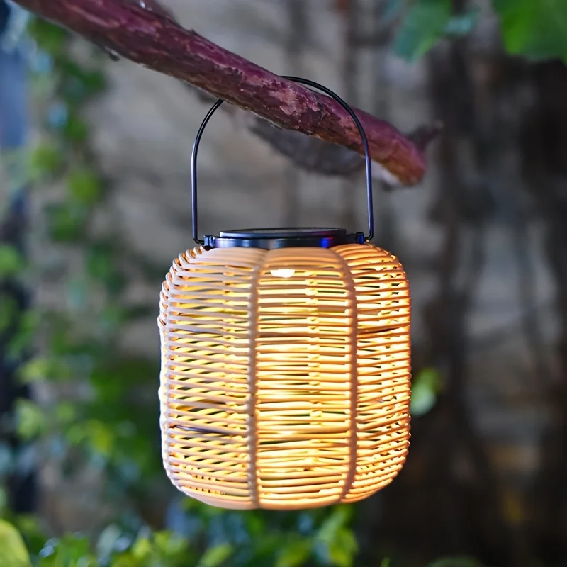 

Outdoor Solar Garden Lights, Solar Hanging Rattan Lantern, Rattan Solar Lantern Outdoor Hanging with Handle, for Garden, Yard, P