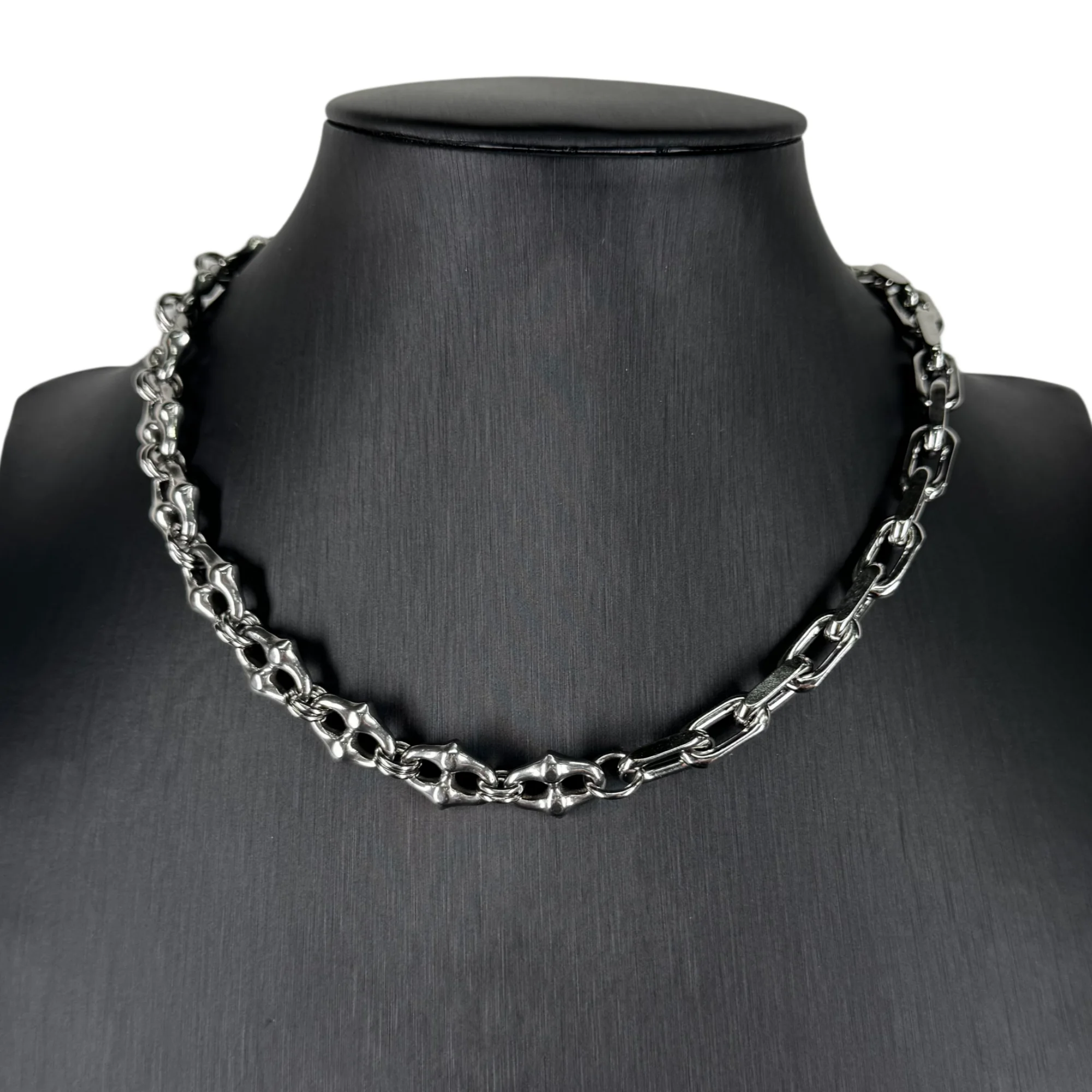  Y2K Gothic Punk Spike Link Kettchen Halskette Silber Dicke Kette Verstellbar Hip Hop Streetwear Unisex Modeschmuck – Detail 1