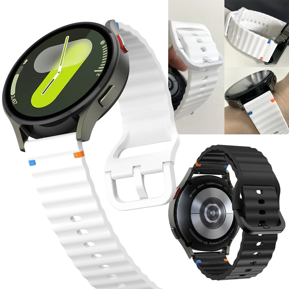 20mm 22mm Smartwatch Band For Samsung Galaxy Watch 7 6 5pro 4 3/Gear S3 Silicone Strap For Huawei Watch GT6/5/4/3Pro 46mm Correa