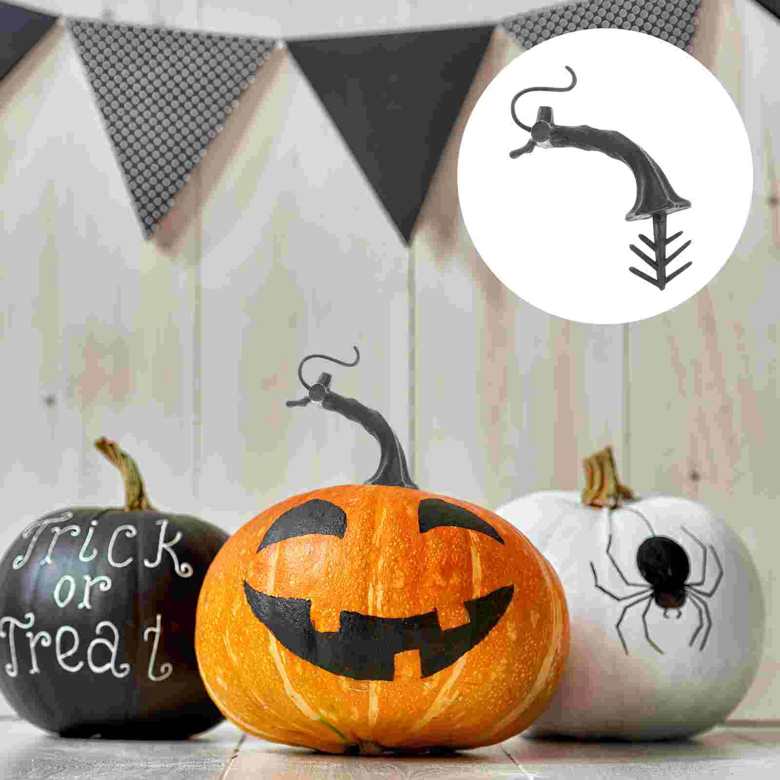 

24 Pcs Pumpkin Plastic Handle Jack O Lantern Decoration Stems Crafts Artificial