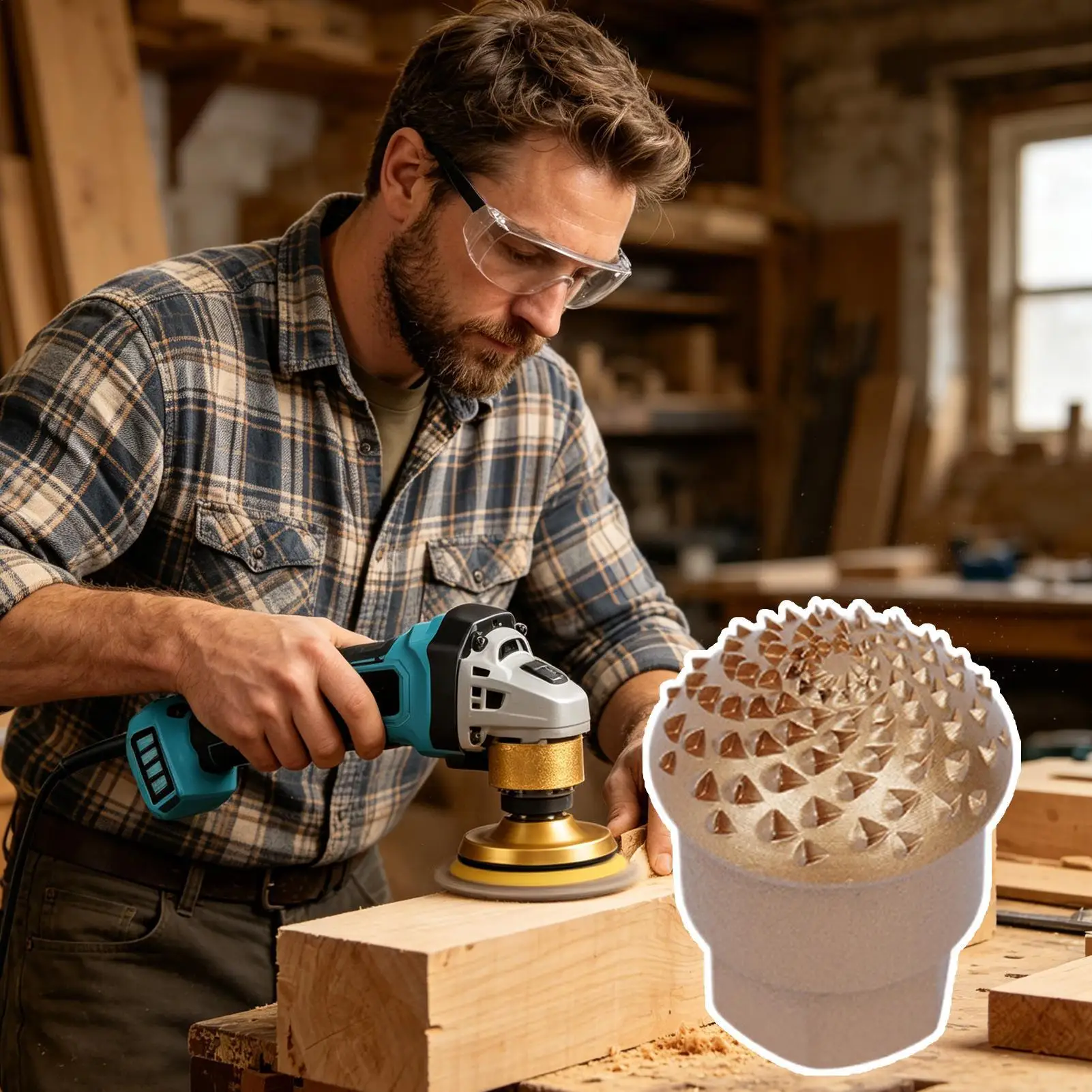 Angle Grinder Attachments Arc-Shaped Carving Sanding Head Curved Angle Grinder Head For Woodworking Carpentry Cabinet Furniture