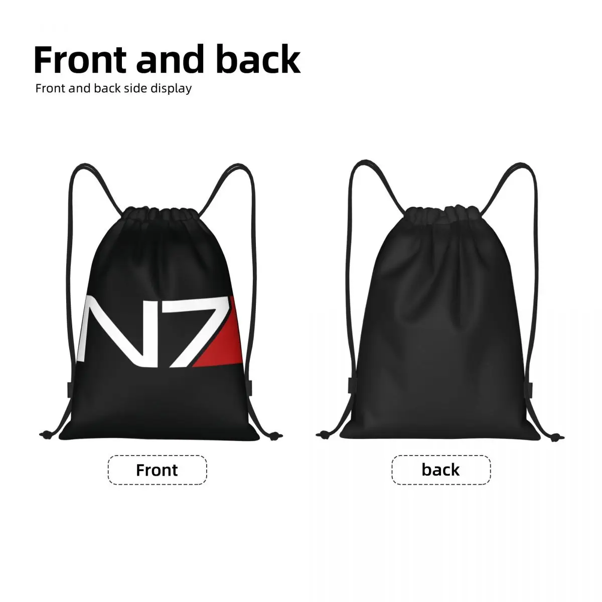 Video Game Mass Effect N7 Drawstring Backpack Sports Gym Bag for Women Men Training Sackpack