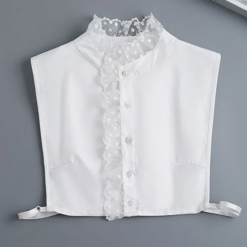 

Women New Cotton Detachable Collar Half Shirt Fake Collar Tie Remoavble Autumn Sweater False Collar Lapel Blouse Top