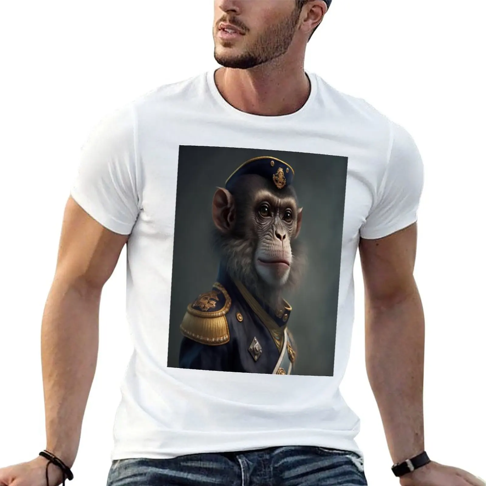 

Portrait of Imperial Marine Officer Monkey T-Shirt printed t shirts for man anime tshirt T-Shirt