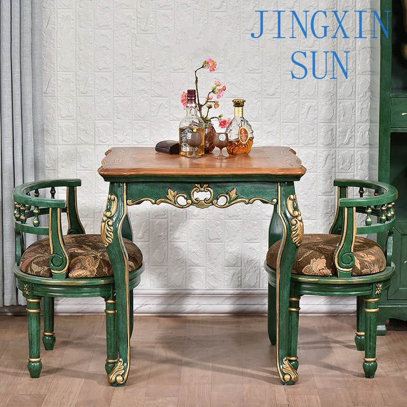 Negotiation of balcony leisure table and chair combination, small family dining table, home coffee table, square