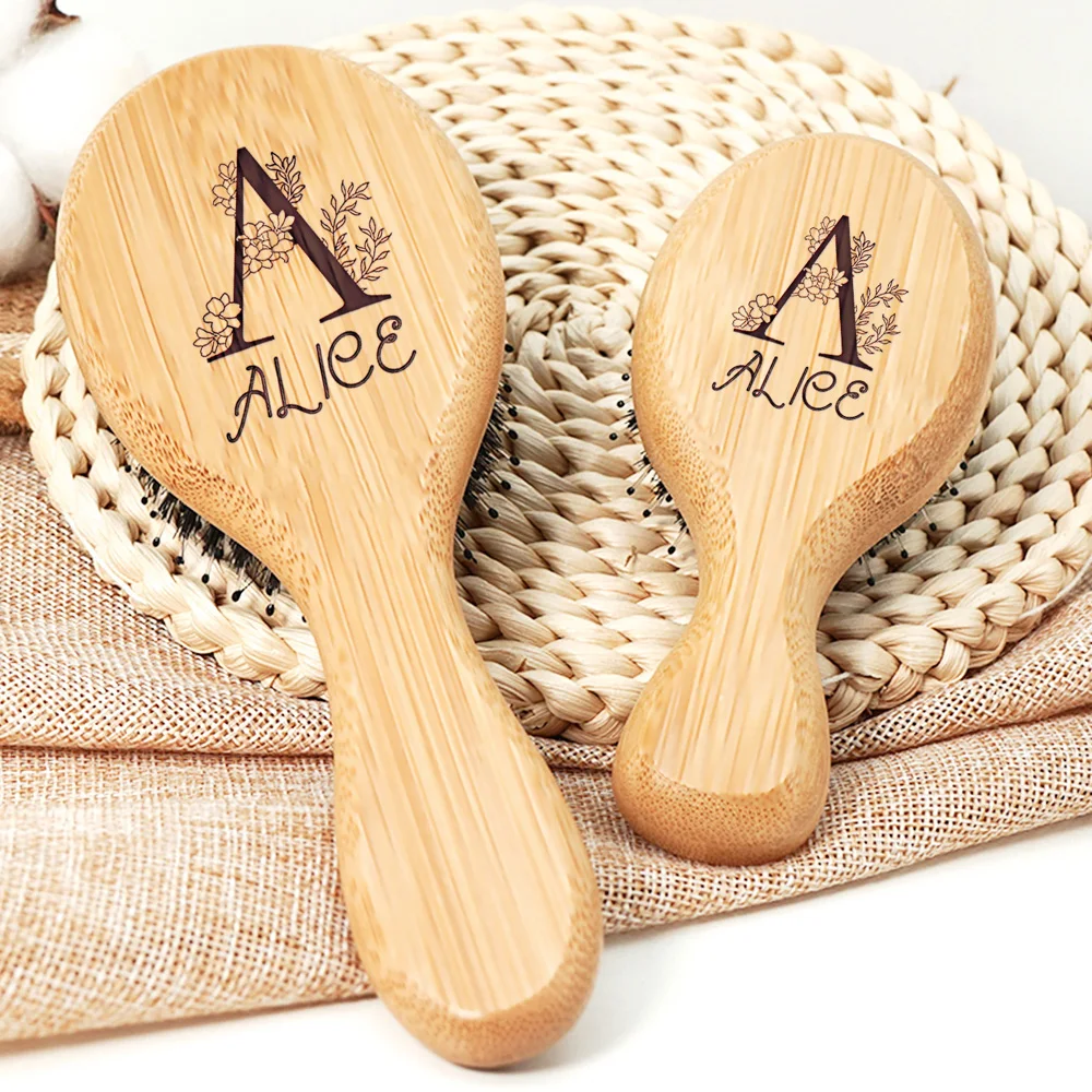 Custom Boar Bristle Natural Bamboo Hair Brush Air Cushion Hairbrush Detangling Scalp Massage Comb Salon Barber Styling Tools