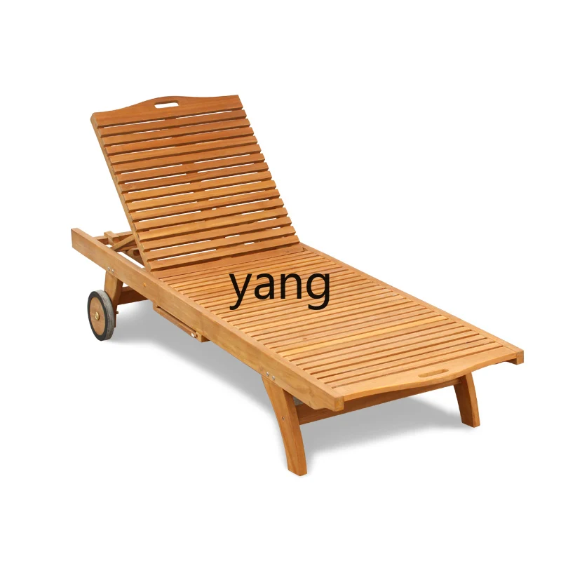 

Yjq Outdoor Teak Recliner Courtyard Leisure Nap Folding Anti-Corrosion Solid Wood Villa Swimming Pool Beach Lying Bed