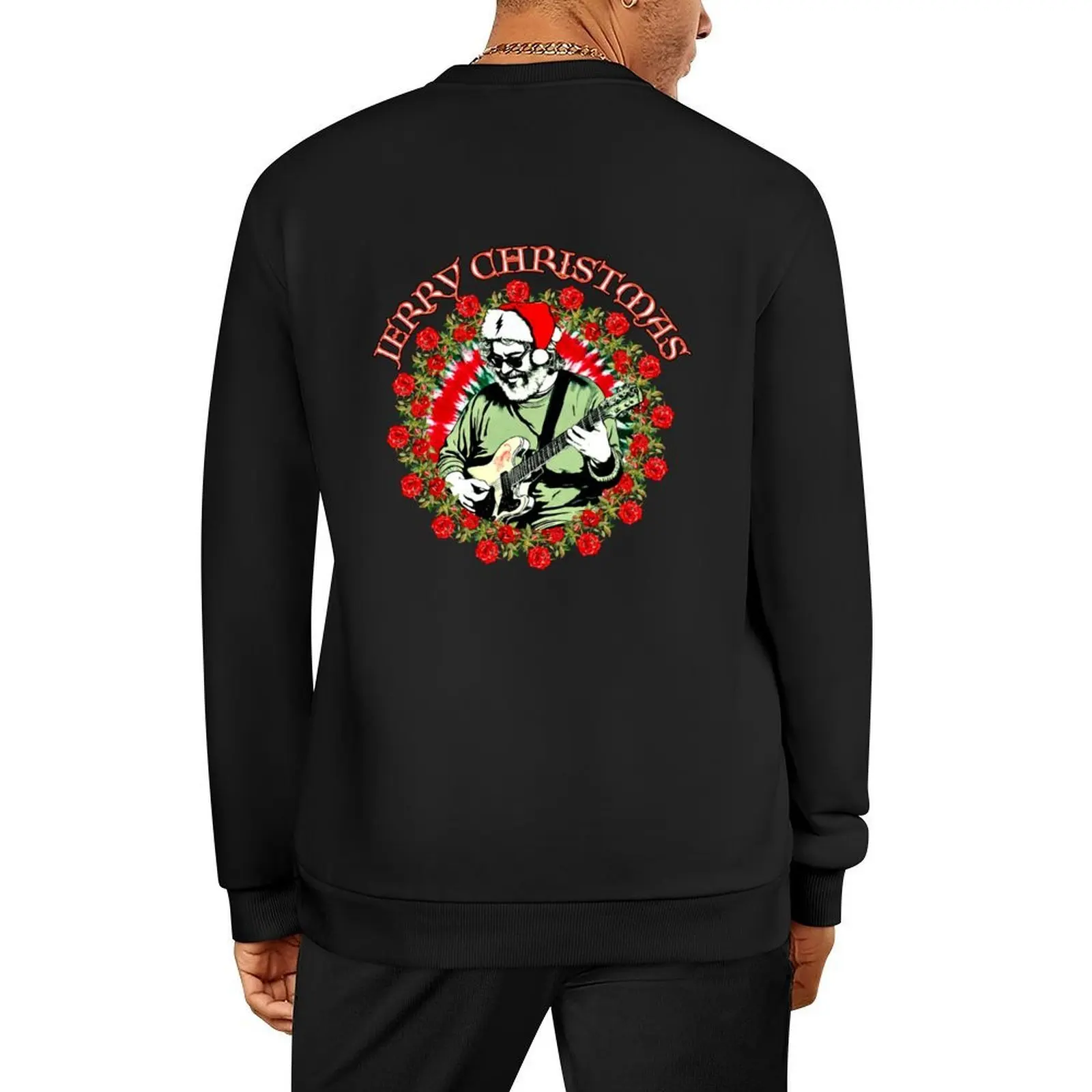 

Jerry Christmas Roses Wreath Pullover graphic t shirts men men's clothes blouse clothes for men hooded sweatshirt