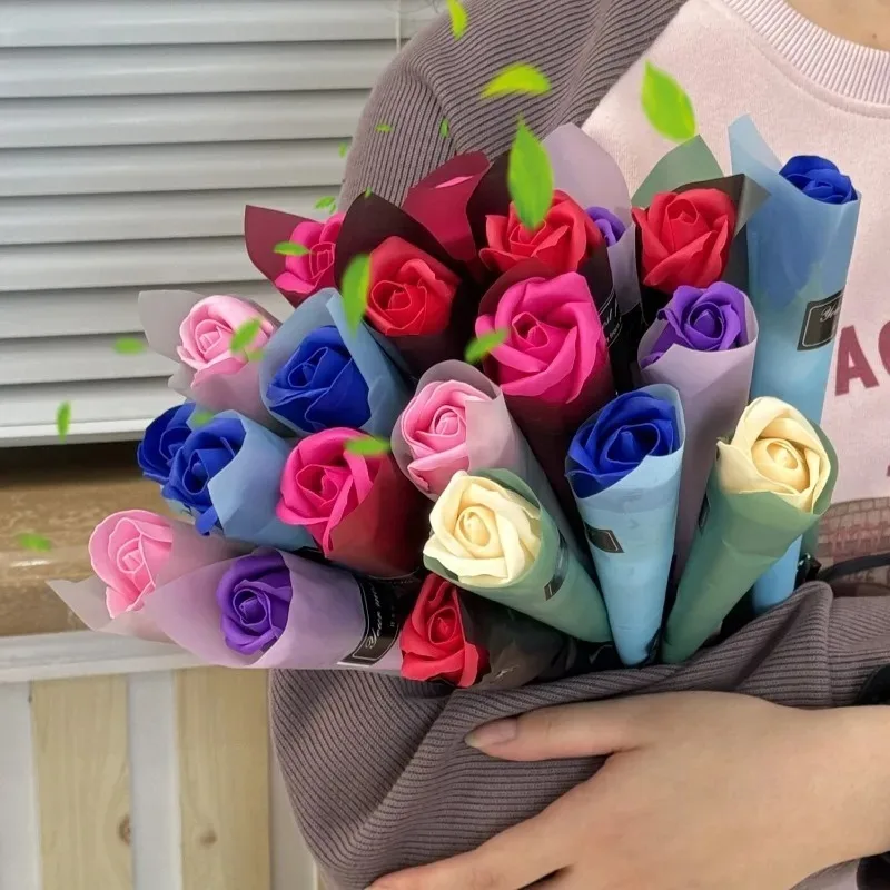 20/5PCS จําลอง Rose ดอกไม้สบู่ของขวัญวันเกิดวันวาเลนไทน์ DIY Wedding Bouquets ตกแต่งบ้านเทศกาลปาร์ตี้ตกแต่ง