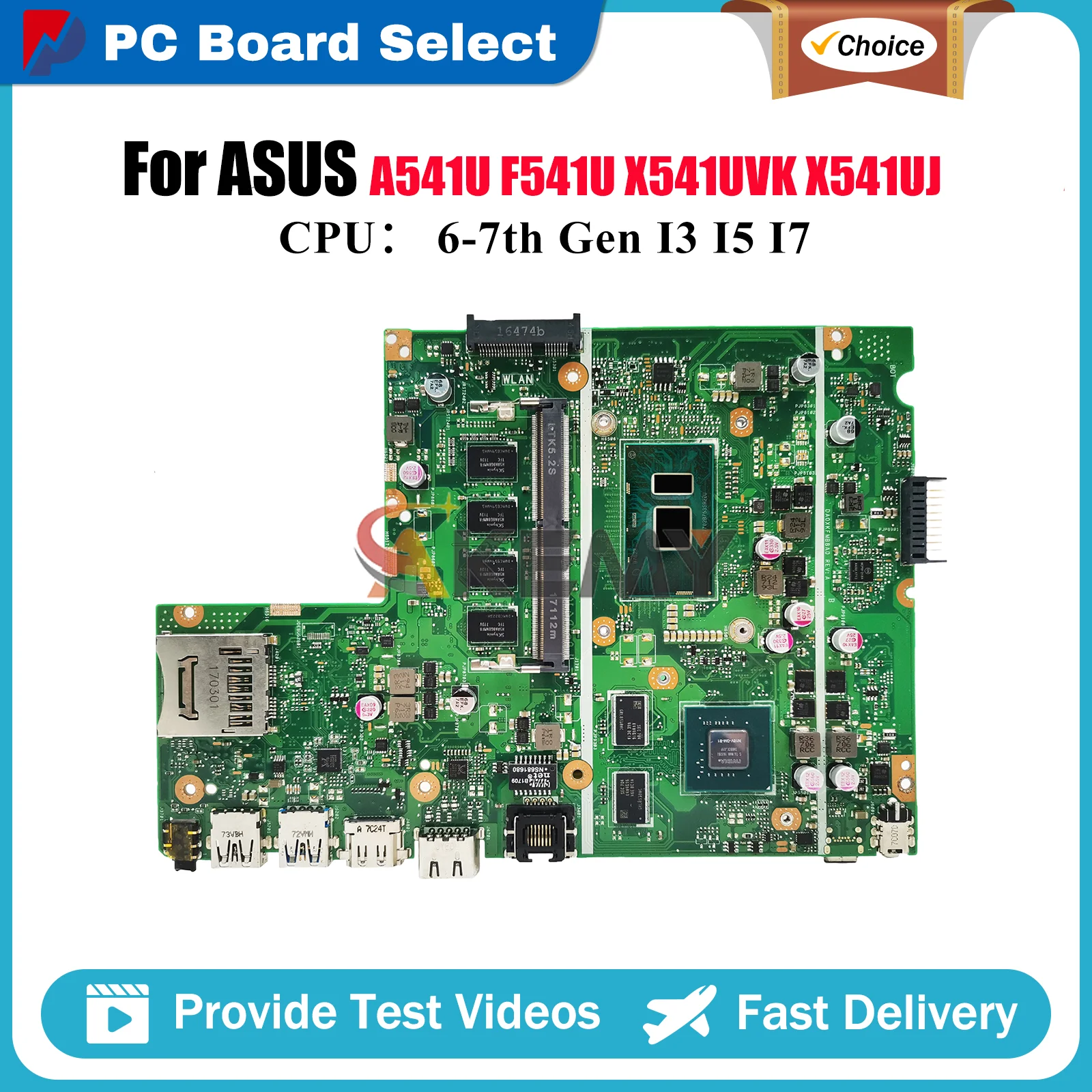 

X541UVK Материнская плата для ноутбука ASUS VivoBook X541UV X541UVK R541U X541UAK F541U A541U X541UJ A541U X541U Материнская плата I3 I5 I7 CPU