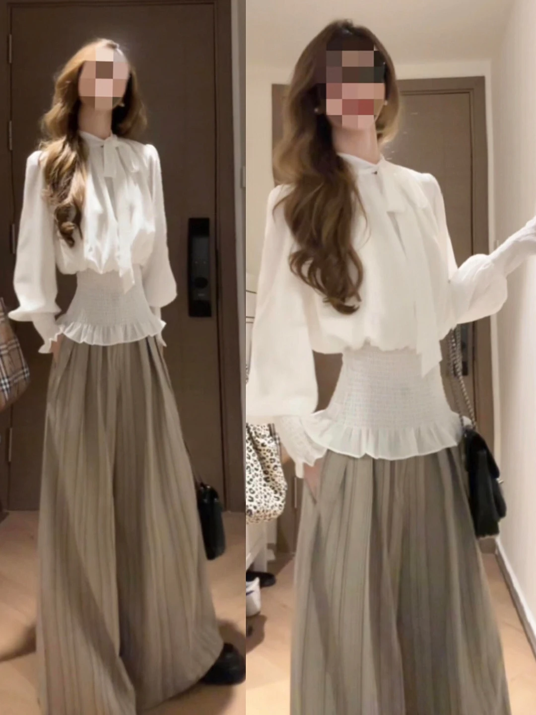 

White Long Sve Belted Slimming irt for Women Spring 2026 French Sle Loose Fit Faionable Design Commute Friendly