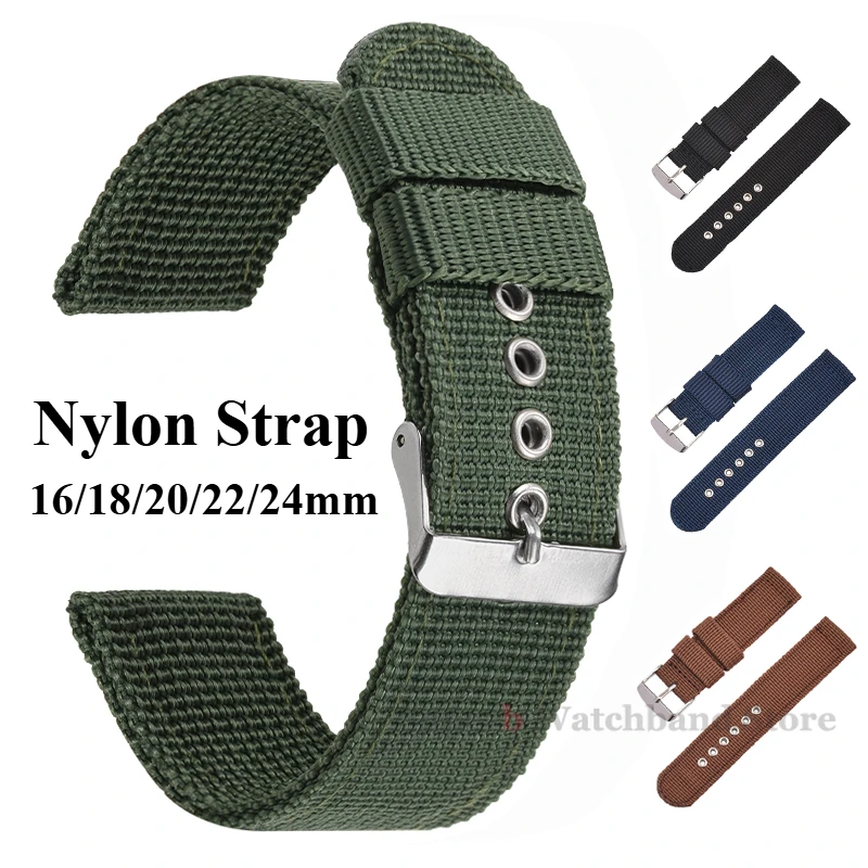 16mm 18mm 20mm 22mm Nylon Canvas Watch Band Woven Soft Belt Universal Bracelet for Men Women Sport Quick Release Wrist Band