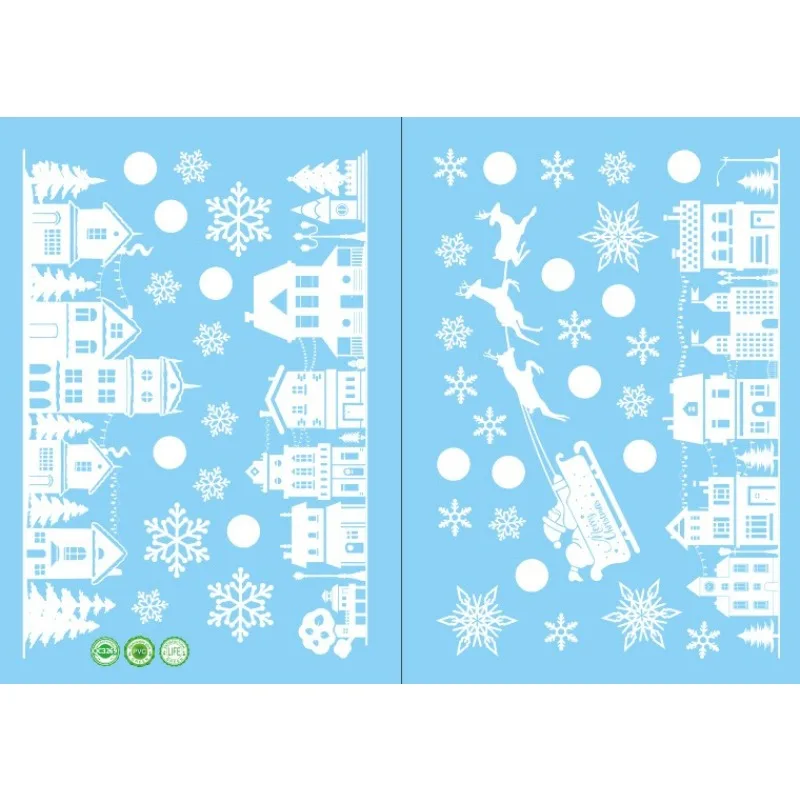 4 قطع/مجموعة من ملصقات ندفة الثلج البيضاء الثابتة مجموعة ملصقات زجاجية نافذة مركز التسوق لعيد الميلاد + ملصقات تزيين المنزل