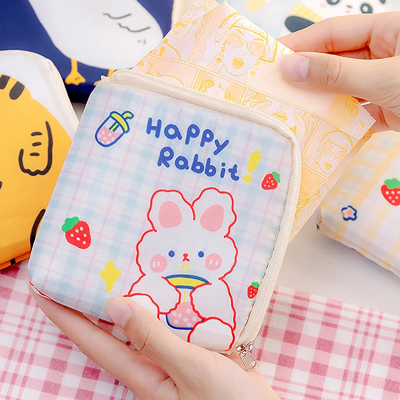 Small Storage Bag Cartoon Sanitary Napkin Bag Women Pouch Napkin Cosmetic Bags Organizer Ladies MakeupBag Girls Hygiene Pad Bags