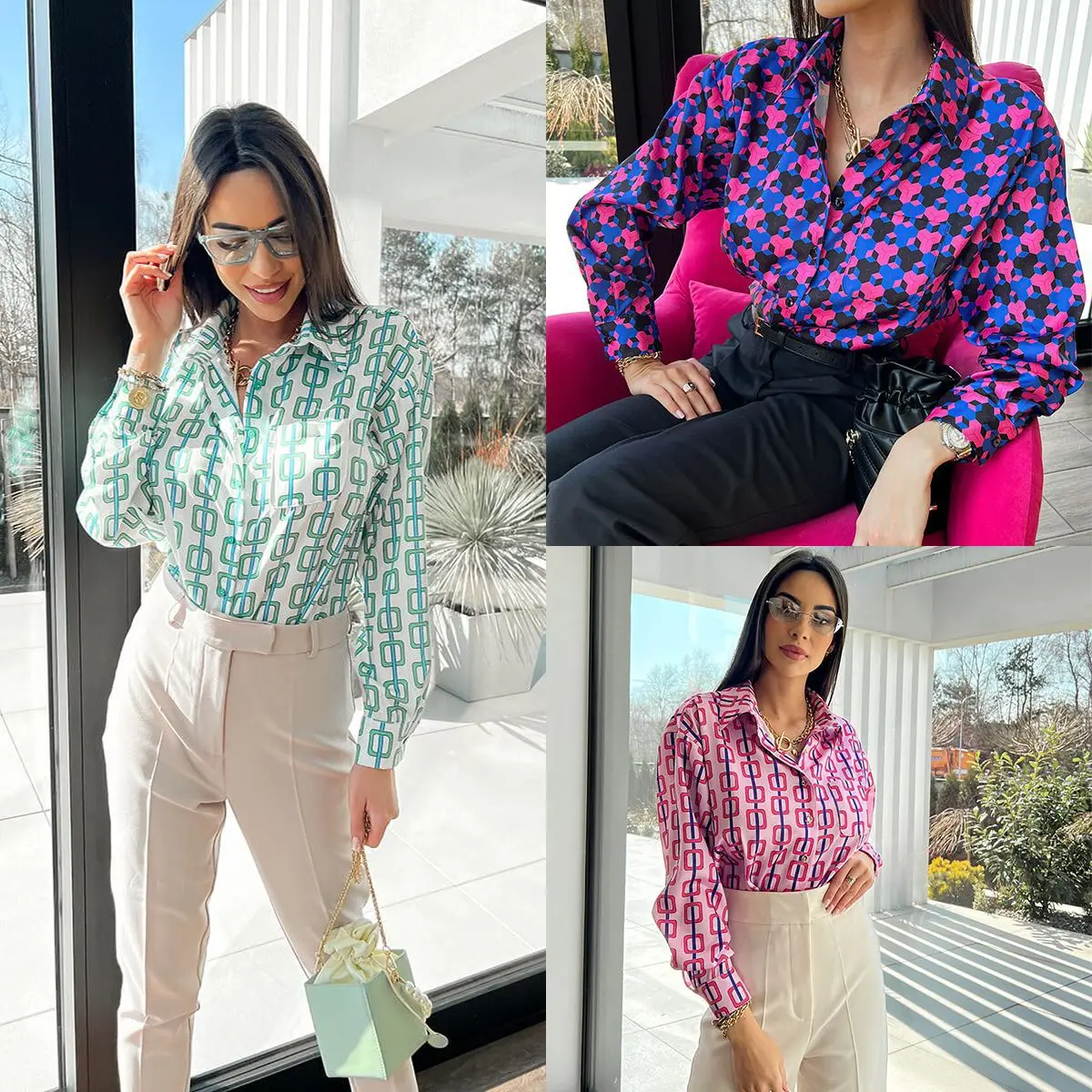 

2026 Spring Autumn New European American Women's Fashion Shirt, Printed Long-Sleeve Cardigan, Comfortable And Casual Loose Fit