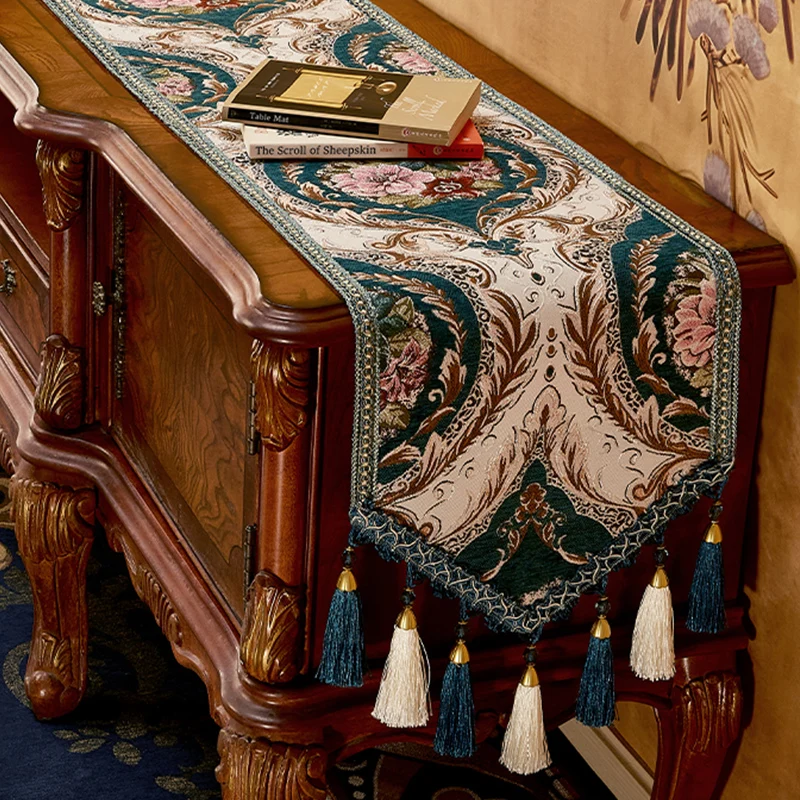 

Скатерть в европейском стиле, роскошная жаккардовая длинная скатерть с вышивкой, классическая ретро-донька для журнального столика с кисточками, украшение для дома