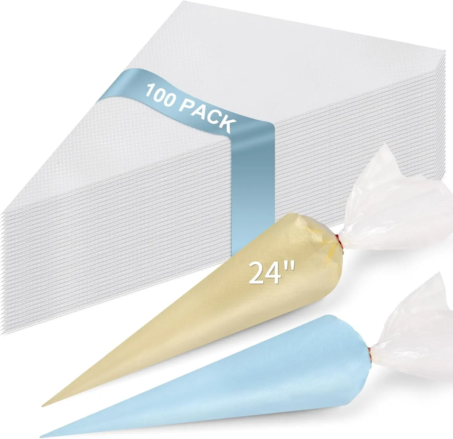 100 Pcs 24-Inch Extra Large Disposable Piping Bags, Thickened Non-Slip Pastry Bags for Cake & Cookie Decoration