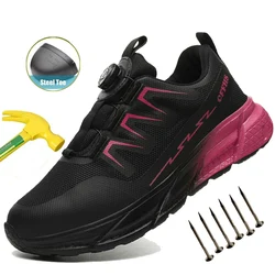 Indestructible Women's Steel Toe Work Safety Shoes Anti-smash Anti-Punctur Breathable Work Factory Shoes Women's Work Shoes