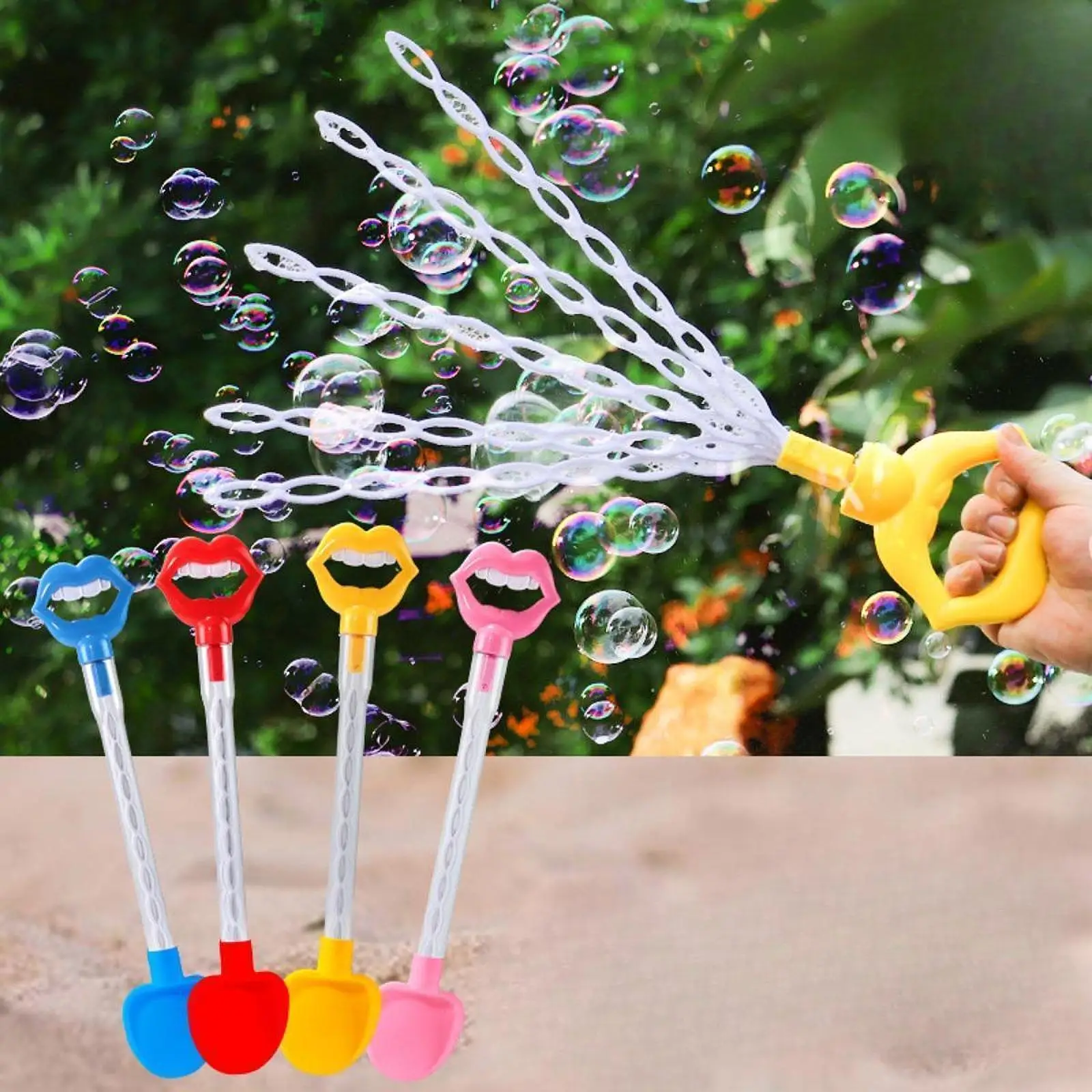 Varitas de burbujas con 40 agujeros, suministros, divertido fabricante de burbujas portátil, pistola de burbujas, juguete de verano, máquina de burbujas para fiesta, juguetes para niños