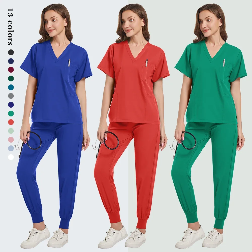 Doctor's surgical gown, beauty salon set, high-quality nurse uniform, medical surgical gown, elastic top and pocketed pants