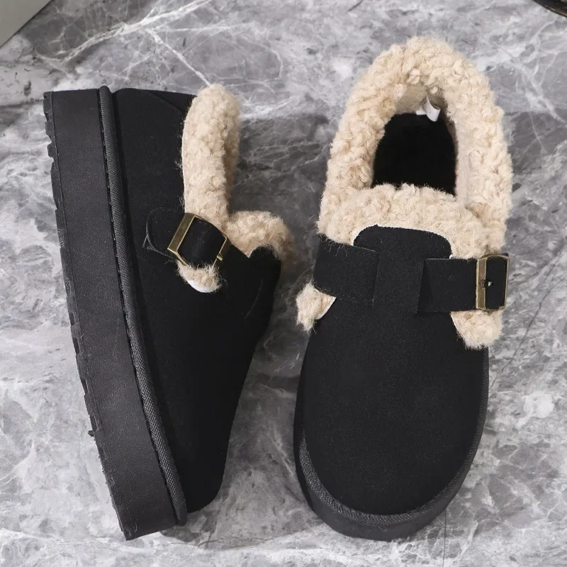 جديد الشتاء أحذية نسائية أفخم موضة ريترو فول أحذية القطن المرأة شقة وحيد النعال منصة أحذية النساء #6