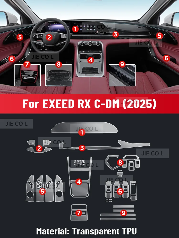 Anti-scratch Car Interior Center Console Media Dashboard Navigation TPU Protector Film For EXEED RX C-DM 2025 Sticker