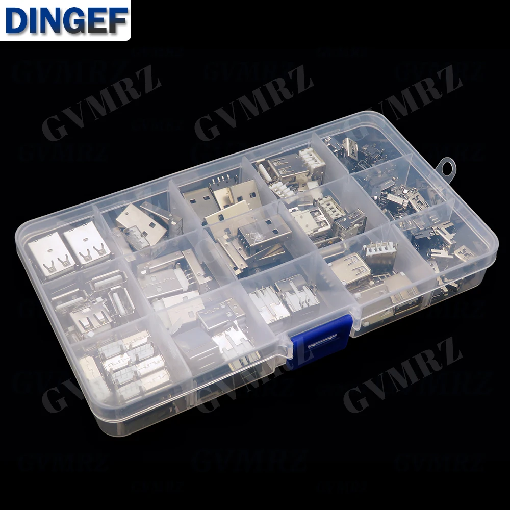 14Values 82PCS ขั้วต่อ USB Type A และ USB-B แบบมาตรฐาน ตัวเมีย สำหรับบัดกรี บนแผงวงจรพิมพ์ (PCB)  ชนิด USB-A และ USB-B