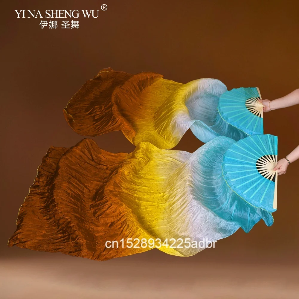 Women Belly Dance Silk Bamboo Long Fan Veils Props Belly Dance Worship Praise Pastel Green Flag Streamer Adults 180cm Adults