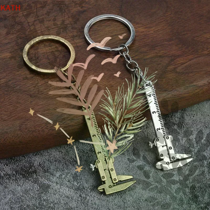 Portable Mini Vernier Caliper Keychain Metal Ruler Car: Movable Model Keyring Gift