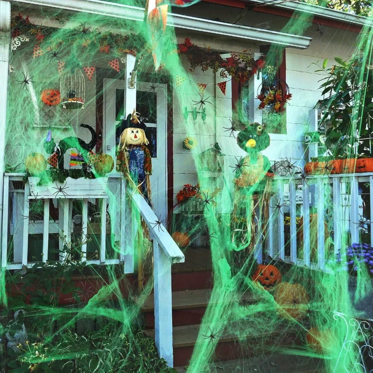 1-20PCS Halloween Decoration Stretchy Spider Web Cotton Cobweb Horror Prop for Haunted House Bar Party Scene Scary Decor Use
