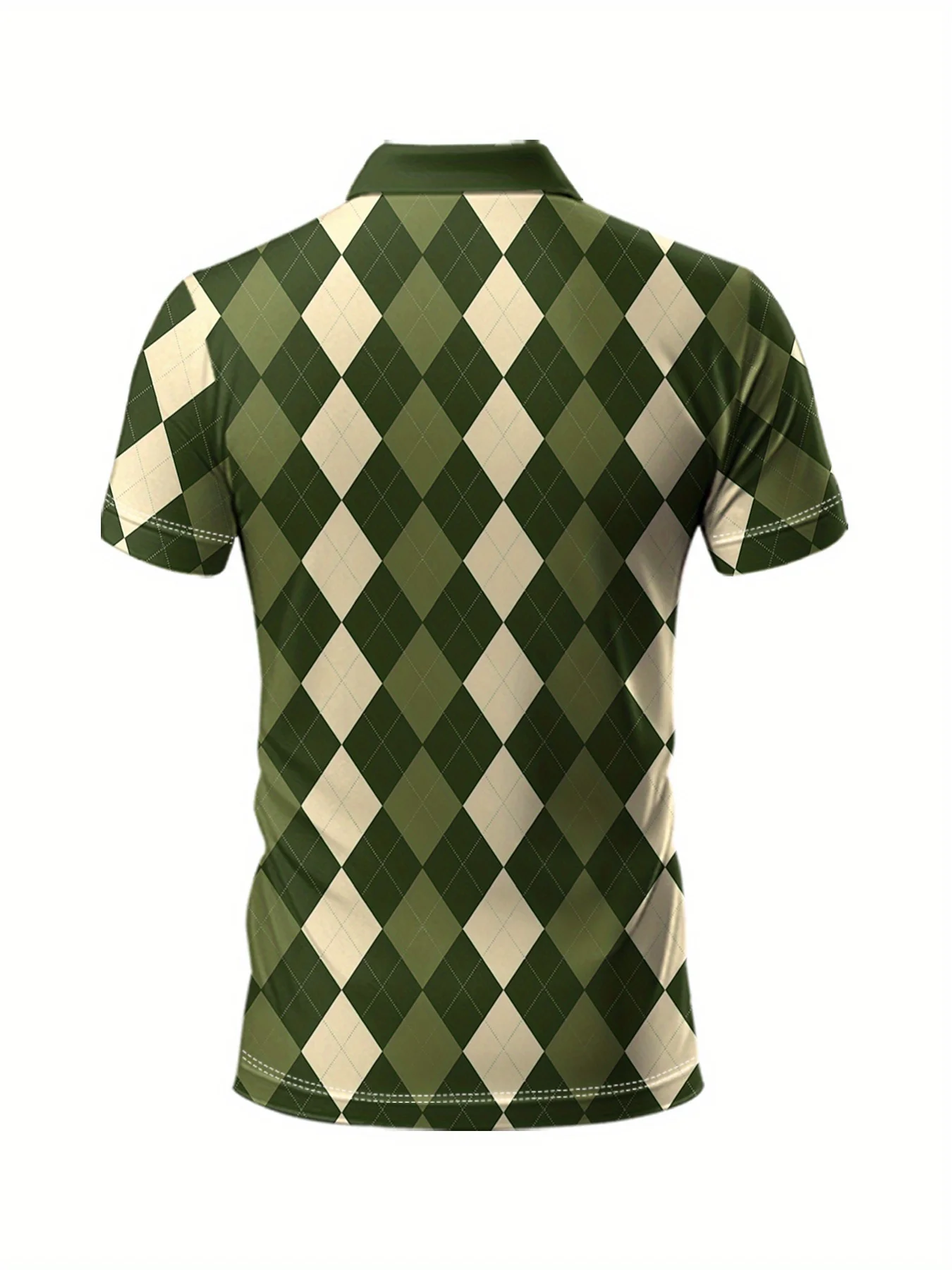 New men's short-sleeve polo shirt T-shirt, loose-fitting and tailored with printed patterns, versatile basic crew-neck top suita