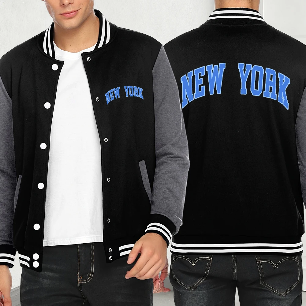 

Осенняя мужская куртка с буквенным принтом New York, модная бейсбольная майка, повседневная одежда для творчества, уличная одежда с флисовыми карманами
