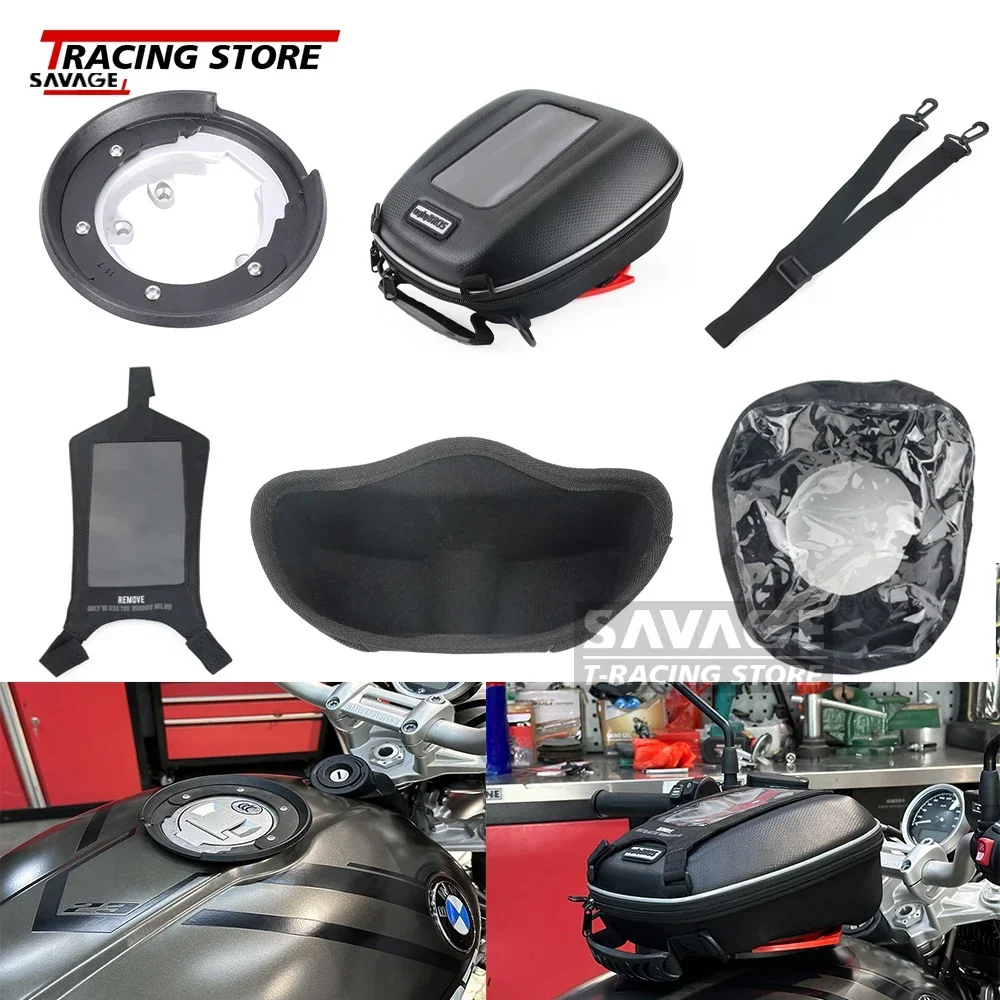 2024 For BMW R Nine T Pure Sport Racer Scrambler Urban G/S Mororycle Fuel Gas Tank Bag With Tanklock Ring Waterproof Bag Adapter