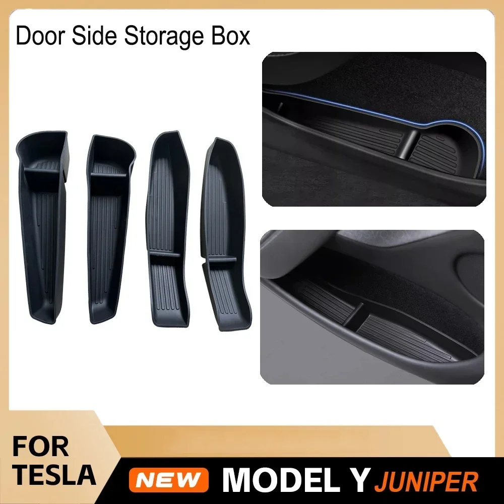 Caja  Almacenamiento Lateral para Puerta  Coche, Organizador  Puerta  TPE, Accesorios Interiores para el Nuevo Tesla Mod