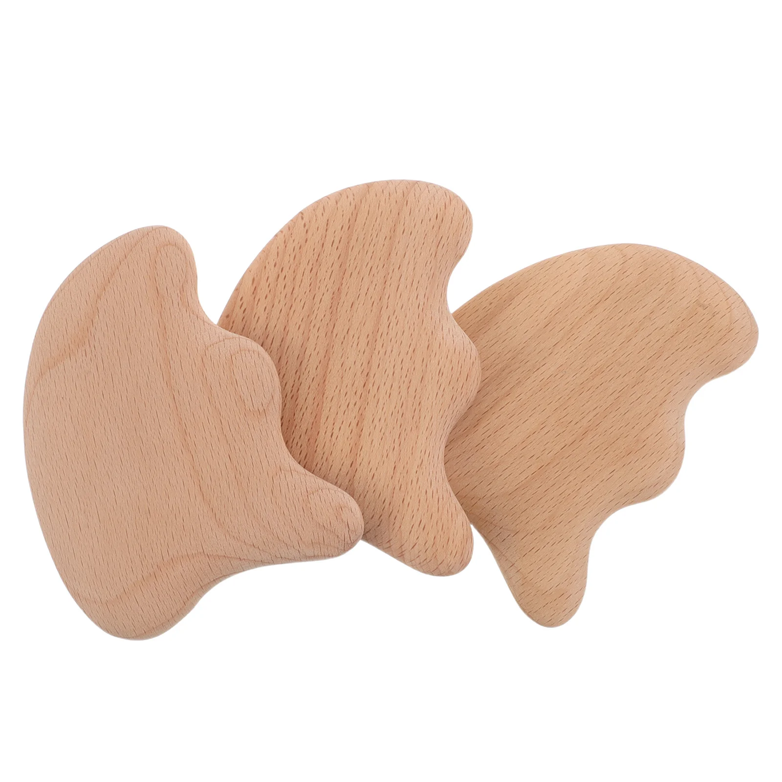 Planche Gua Sha en bois pour le massage du corps et du visage, thérapie par grattage, soins des méridiens, conception ergonomique Portable, matériau naturel, 3 pièces