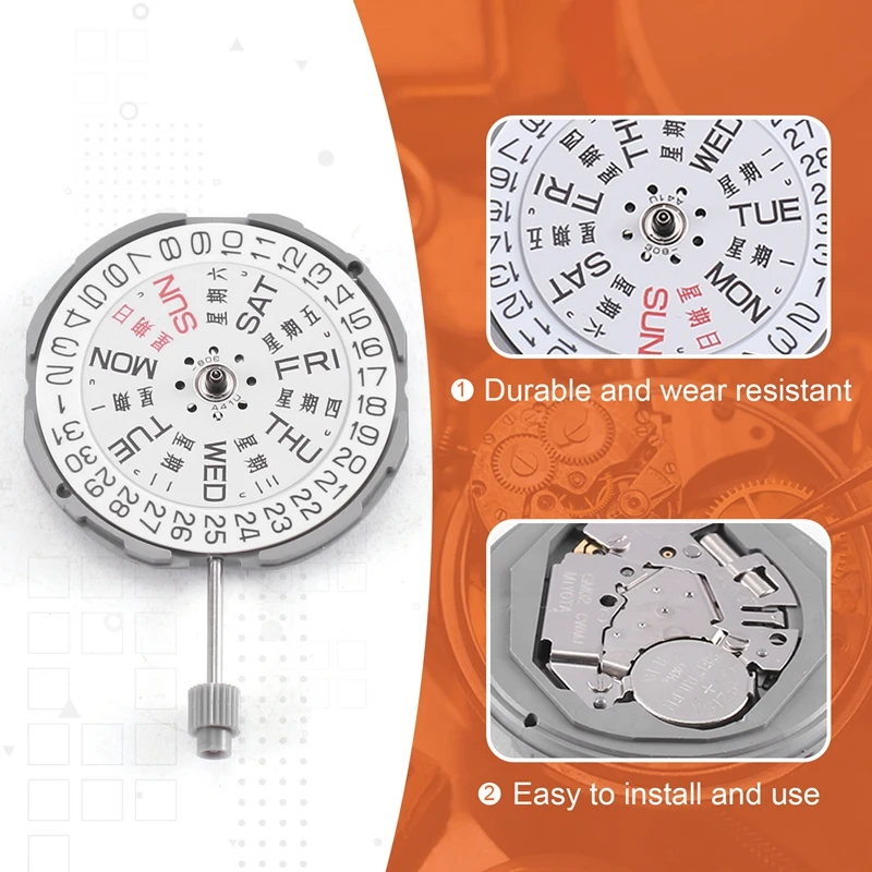 3 Hands Date 3 Metal Quartz Watch Movement With 065-543 Stem Replacement Parts For Miyota GM02 GM00 Movement