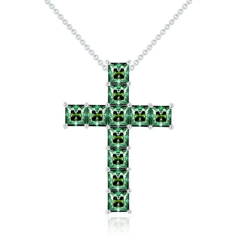 11 Carat Real Full Moissanite Diamond Cross Pendant Necklace Stunning s925 Silver All Moissanite Pendant Plate 18k Fine Jewelry