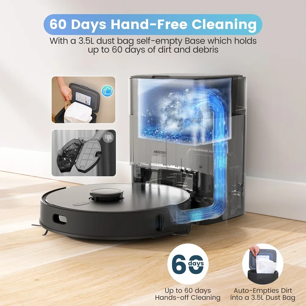 AIRROBO T20 Robot Vacuum Cleaner 2800pa Suction Self Emptying Auto Recharger Robot Sweeping Water Mop Cleaner