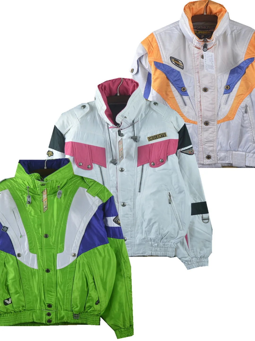 Vintage Outdoor Thickened Outdoor Jacket Unisex Loose Warm Ski Clothes Color Block Design Windproof Polyester Nylon Composite...