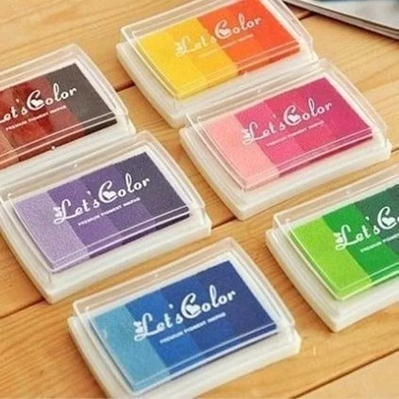 Gradient Oil-based Ink Pad Stamp for Paper Wood Craft Rubber Stamp, Fingerprint Mark 4 Colors Available