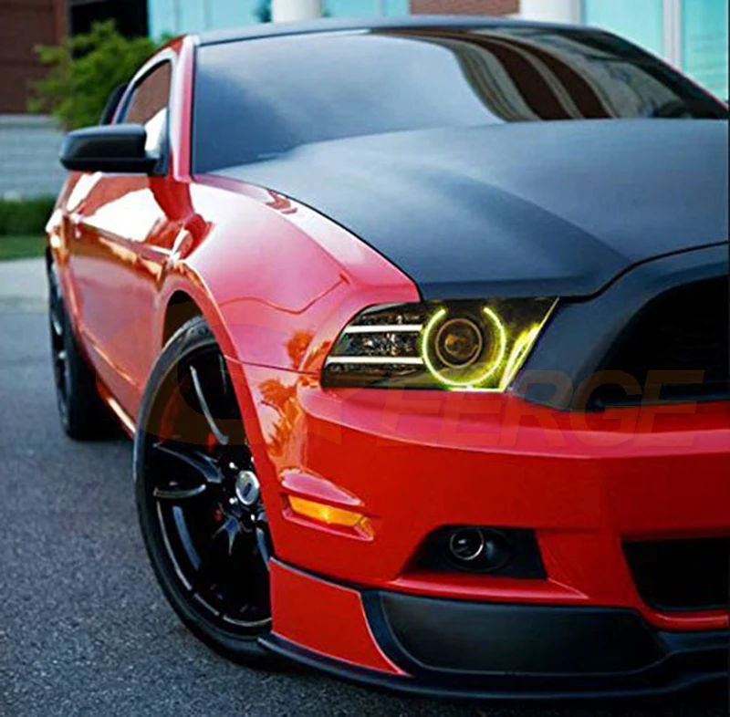 For Ford Mustang 2013 2014 RF Remote Bluetooth APP Ultra Bright Multi Color RGB LED Angel Eyes Kit Halo Rings