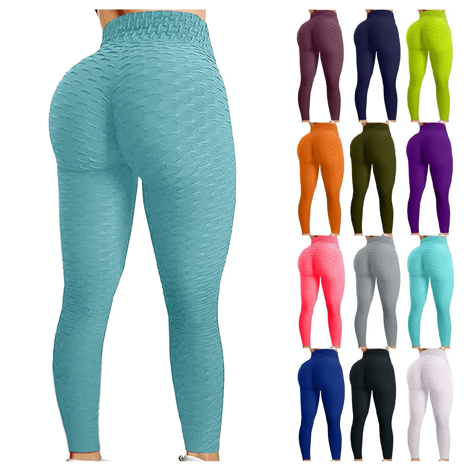 Women's Bubble Hip Lifting Exercise Fitness Running High Waist Yoga Pants